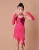 Stage Wear Enfants Robe Latine Salsa / Tango / Cha Cha Costumes Strass et paillettes Robes de compétition pour les filles 95-160cm