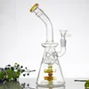 Bongs à bécher épais, conduite d'eau en verre, barboteurs, percolateur, plates-formes de narguilé, recycleur, plate-forme pétrolière, collecteur de cendres avec bol commun de 14mm, vente en gros