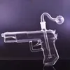 1pcs forme de pistolet réaliste brûleur à mazout en verre Bong conduites d'eau narguilés 7,5 pouces 14mm femelle Dab Rig cendrier Bong avec tuyaux de brûleur à mazout en verre mâle et bol à tabac