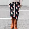 Women's Leggings Christmas Pants Snowman Old Color Vintage Print Stretch High Waist Ladies Party