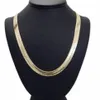 Mens Flat Herringbone Chain 14K Gold Plated 9mm 24 Necklace236K