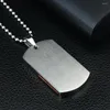 Pendant Necklaces Stainless Steel And Wood Inlay Dog Tag Necklace For Men Polished 22" Ball Chain Fashion Jewelry Accessories