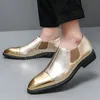 Club-Schuhe für Herren, spitze Zehen, Leder, klassische Herrenschuhe, Hochzeit, Büro, neue goldene Slip-on-Loafer für Herren