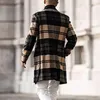 Heren Wolmixen Trench Plaid Lange mouwen Kraagvorm Mode Street chic Kleding Losvallend 2023 Herfst Winter Casual 230928