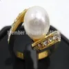 >>>White Pearl Crystal Ring Size 6 7 8 9228j