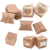 Present Wrap 10st Kraft Paper Candy Boxes Pillow/Square Box For Baby Shower Birthday Decoration Rustic Wedding Favor Packaging Supplies