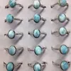 Cluster Rings AKAC 925 Sterling Silver Natural Larimar Adjustable Ring Approx7 9mm Send Randomly