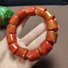 Bangle Auction Wrapped Silk Agate Bucket Warring States Red 16mm Hand Chain Men's Original Stone Bracelet Ripple Drum Assisted Beads