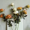 Decoratieve Bloemen 3 Hoofden INS Gedroogde Rozen Tak Gerimpeld Kunstmatig Voor Thuis Tafel Decor Valentijn Cadeau Kerst Flores