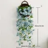 Decoratieve bloemen blauweregen kunstmatige bladkrans wijnstok valse bloem muur hangende mand orchidee bruiloft huisdecoratie