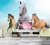 Fonds d'écran 3D Fond d'écran personnalisés Horses Run Animals Po Dining Room Sofa TV Wall Bedroom Mural Papel de Parede