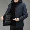 Men's Down Parkas Highend Fashion Handsome Winter with Hat Removed Inner Jacket Elderly Dad White Duck 90 Velvet Business Casual 230928