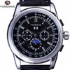 Forsining Luxe Maanfase Ontwerp ShangHai Beweging Mode Vrijetijdskleding Automatische horlogeschaal Wijzerplaat Herenhorloge Topmerk Luxury226z