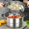 Double Boilers Multifunctional Large-capacity Cooking Pot For Household Stainless Steel Two-layer And Three-layer Thick Steam Soup