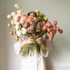Decorative Flowers Silk Rose Artificial Like Real Long Branch Peony Bouquet With Leaves For Wedding Home Room Table Decor Fake Plant 51cm