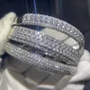 Funkelnder neuer Ankunfts-Luxusschmuck aus 925er-Sterlingsilber mit weißem Saphir und CZ-Diamant für Damen, Hochzeit, Fingerarmband 2305