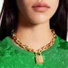 Bijoux pour femmes, collier 18 carats, pendentif cadenas, lettre magnifiquement sculptée, bracelet à serrure personnalisé à la mode, cadeau de festival 290q