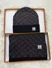 Scarves Sets Women mens knitted Scarf and Hat Set Winter Warm Hats scarves Beanie Hat for men With BOX