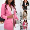 Ternos femininos terno casaco elegante fino ajuste lapela manga longa escritório com bolso lateral elegante traje de negócios para mulheres