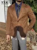 Мужские костюмы Винтаж Осенний деловой повседневный мужской замшевый пиджак Тонкий сплошной цвет с длинным рукавом Однобортный пиджак в британском стиле Пальто