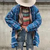 Männer Pullover Plus Größe Gestrickte Langarm Männer Casual Lose Strickjacke Herbst Winter Vorne Offen Plaid Gedruckt Pullover Oberbekleidung2023