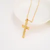 Men 24 k Solid Gold GF Cross Necklaces Whole Crucifix Pendant Women Jewelry Fashion Jesus Decoration Dress239k