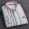 Men's Casual Shirts Logo Business Mens Cotton Quality Long Sleeve Solid Striped Man's Clothing Without Chest Pocket Autumn