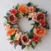 Decorative Flowers Fall Wreath Artificial Flower Wreaths Door Hanging Handmade Wall Garland Rattan Farmhouse Decor Decoration Navidad