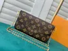 3-teilige POCHETTE FeLICIE-Tasche aus echtem Leder für Damen und Herren, Großhandel, CrossBody-Einkaufstasche, Clutch-Umhängetasche, luxuriöse Geldbörse und Handtasche, Designer-Umschlag-Goldkettentasche