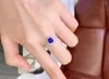 Bagues de cluster CGL JE Blue Sapphire Ring 1.09ct 18K Or Naturel Non chauffé Royal Gemstone Diamants Pierre Femme