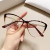 Solglasögon ramar TR90 Gradient Färg Anti Blue Light Glasses Frame Women High Quality Metal Ben Spring Gling Flat Mirror Recept