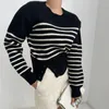 Chandails pour femmes Femmes Automne Pull 2023 Style coréen Mode Col Rond Bouton Loisirs Temps Rayé Épaissi Tricot D4218