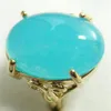 Anello intero ellittico con giada azzurro cielo placcato oro giallo misura 6 7 8 9228N