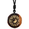 Collier pendentif Chakra Lapis obsidienne améthyste naturel, 1 pièce, cristal gravé, guérison Reiki Yin-yang, huit trigrammes