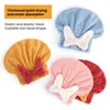 Bonnet de douche pour cheveux secs, serviette d'essuyage pour femmes et filles, joli nœud papillon en molleton de corail élastique, chapeau à séchage rapide, accessoires de salle de bain