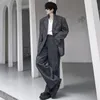 Mäns kostymer Syuhgfa Slim Blazers Set Dark Stripe Löst montering Man Casual Suit Coat Två stycke Koreansk stil Fashion Business Business