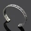 Retro Style Lady Women Silver Plated Hollow Out G Letter Engraved Pattern Open Bracelets Bangle283U