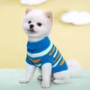 Dog Apparel Pet Autumn And Winter Warm Sweater Striped Floral Stretch Two Legs Lapel Cat Knitted Woolen Clothes