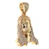 Anpassad 3D -stereoskopisk figur av Jesus 10K 14K 18K Karat Real Gold Pass Diamond Tester VVS Moissanite Iced Out Pendant