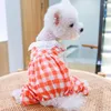 Vestuário para cães primavera verão roupas xadrez gato animal de estimação macacão culottes casal roupas york pequeno traje filhote de cachorro dachshund menina outfit