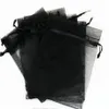 Sell 100pcs lot 7x9cm 9x12cm Black Organza Jewelry Gift Pouch drawstring Bags For Wedding favors beads jewelry235W