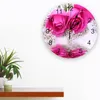 Relógios de parede pétalas de rosa superfície da água quarto relógio grande cozinha moderna jantar redondo relógios sala estar decoração casa