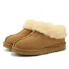 Australie Classic Tazz Botte de graine de moutarde Pantoufles chaudes Femmes Hommes Ultra Mini Bottes Plate-forme Botte de neige Hiver Pleine fourrure Fluffy Furry Pantoufles en satin