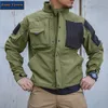 Men's Jackets Tactical Jackets Men Shark Skin Military Soft Shell Jacket Waterproof Windproof Fleece Warm Motorcycle Multi-pocket Army Coats 230928