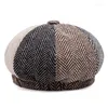 Береты 2023, осенне-зимний лоскутный берет, мужской винтажный британский острый козырек, кепка Sboy для мужчин, кепка в стиле «Гэтсби», мужская хлопковая кепка Boina