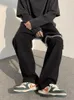 メンズジーンズフフルーーチェーンパッチワークメンアメリカンストレートワイドレッグズボン韓国ファッションゴシックハイストリートスタイルのトレンド