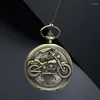 Relógios de bolso personalizado tendência relógio steampunk quartzo com corrente oco coração capa colar bronze cor liga fob relógio masculino