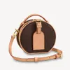 Petite Boite Chapeau Sac rond Sacs à bandoulière design Femmes Sac à bandoulière Sac fourre-tout en cuir véritable Sac à main Sac de maquillage de mode solide marron Luxe PETIT BagM44699 M43514