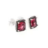 Earrings Pandorara Designer Luxury Fashion Women New Silver Plated Charming Square Red Diamond Earrings Simple Fashion Red Square Shining Ring Earrings Gift