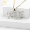 Hippop Custom Name Iced Out Zirconia Cursive Writing Inledande bokstäver Pendant Necklace Words Cubic Zirconia Jewelryfor Men317M